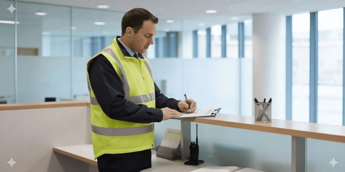 security guard standing at reception